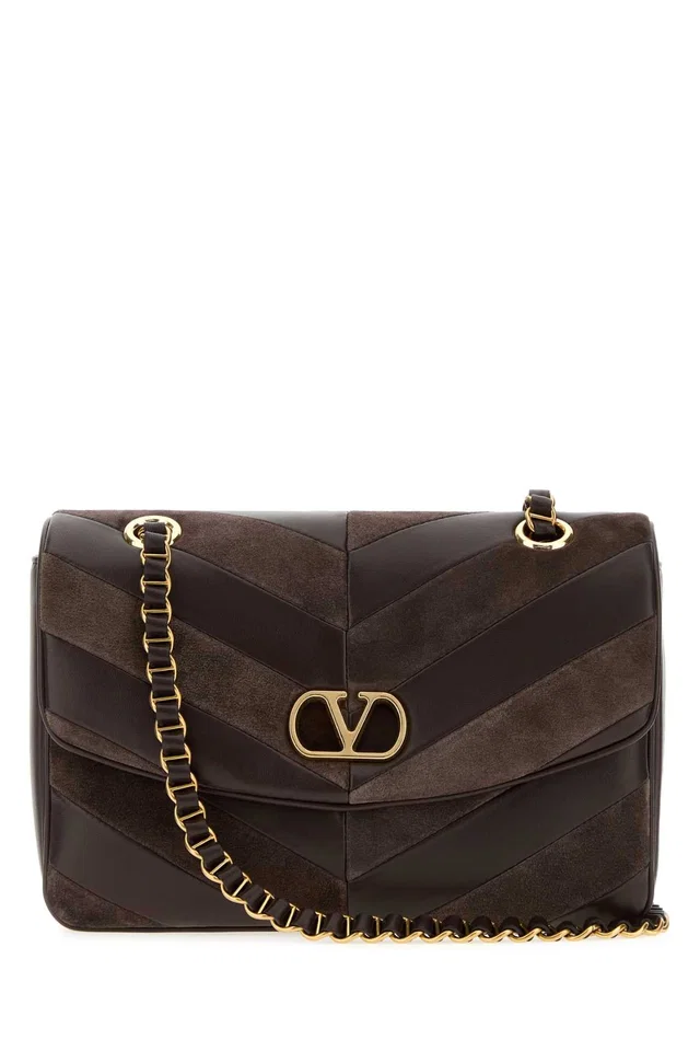 Valentino Garavani Chevron-Quilted Leather Shoulder Bag — Brown in Brown Leather from HEWI