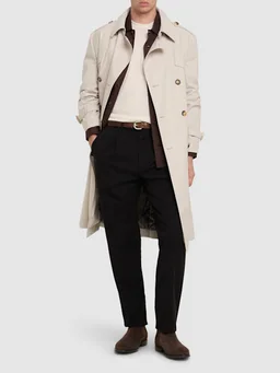 Brunello Cucinelli Straight Trousers with Pleats in 100% Cotton, photo 2 of 5 from LUISAVIAROMA