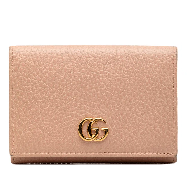 Brown Gucci GG Marmont Calfskin Card Case in Brown Calfskin from Designer Revival