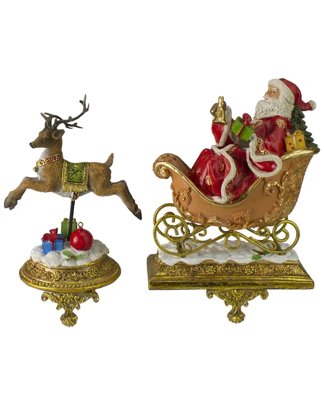 Northlight Santa & Reindeer Glittered Christmas Stocking Holders, image 1 of 1 from Rue La La