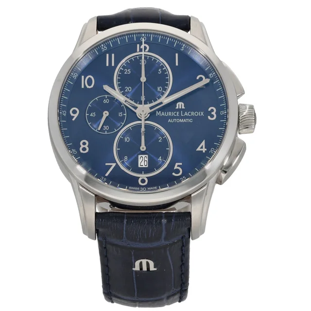 Maurice Lacroix Pontos PT6388 44mm Stainless Steel Watch in Leather from H&T
