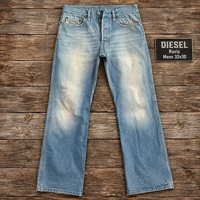 Diesel Ravix Mens Jeans 32x30 Light Wash Button Fly Straight Leg Made In Italy in blue Denim from Poshmark