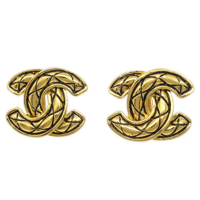 Chanel Gold CC Earrings Clip-On 2459 in Gold from AMORE Vintage Tokyo