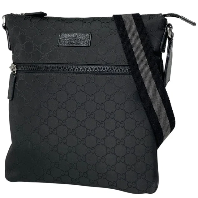 Gucci Shoulder Bag GG Pattern Nylon Black in Black Nylon from The Reluxe