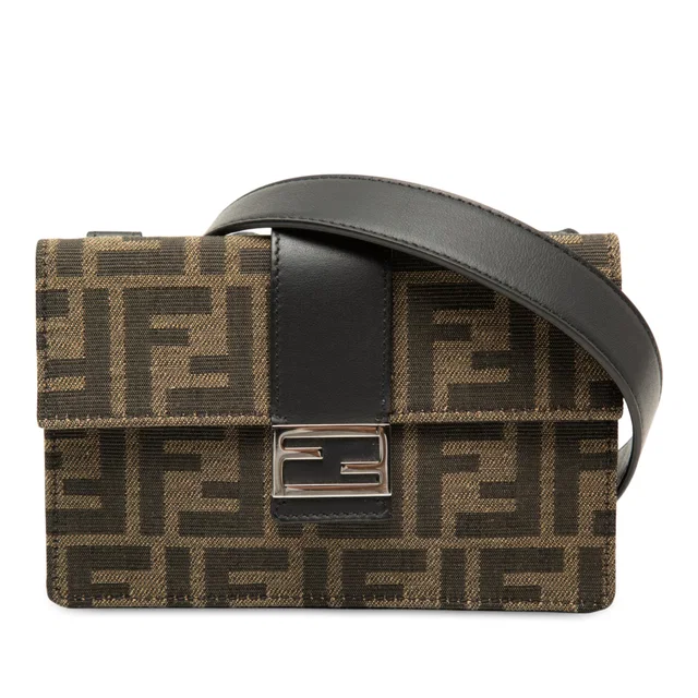Brown Fendi Zucca Canvas Convertible Baguette Pouch Crossbody Bag in Brown Canvas from Designer Revival