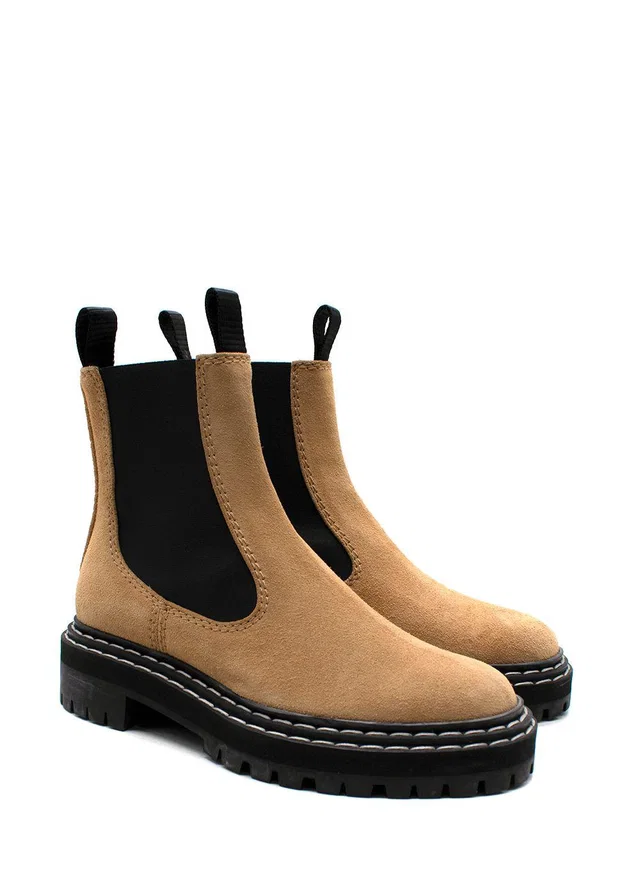Proenza Schouler Sandy Brown Suede Chelsea Boots in Brown Suede from HEWI