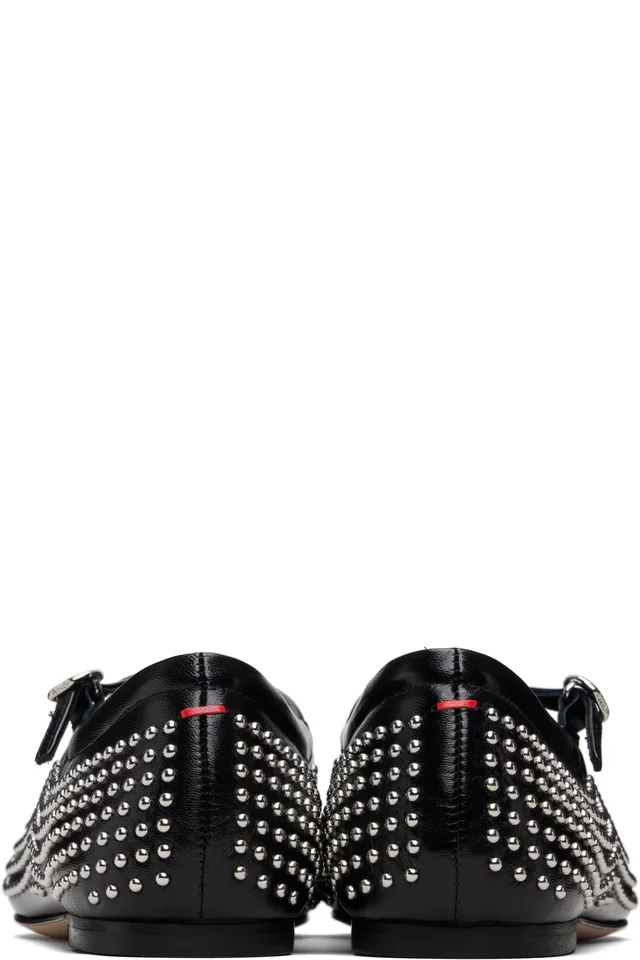 Aeyde Black Uma Mini Stud Mary-Jane Flats, photo 2 of 5 from SSENSE