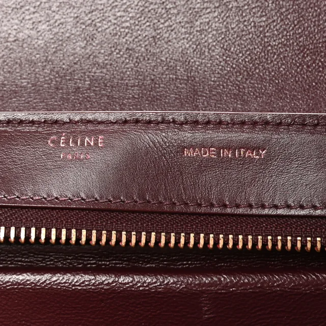 Celine Satin Baby Grained Calfskin Small Tri-Color Trapeze Carmin in Caviar leather from FASHIONPHILE, photo 6 of 9