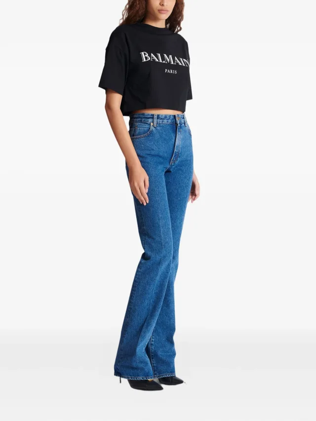 Balmain logo-print T-shirt in Black, photo 3 of 5 from FARFETCH
