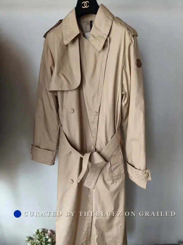 Moncler Beige Long Trench Coat in neutral|white from Grailed