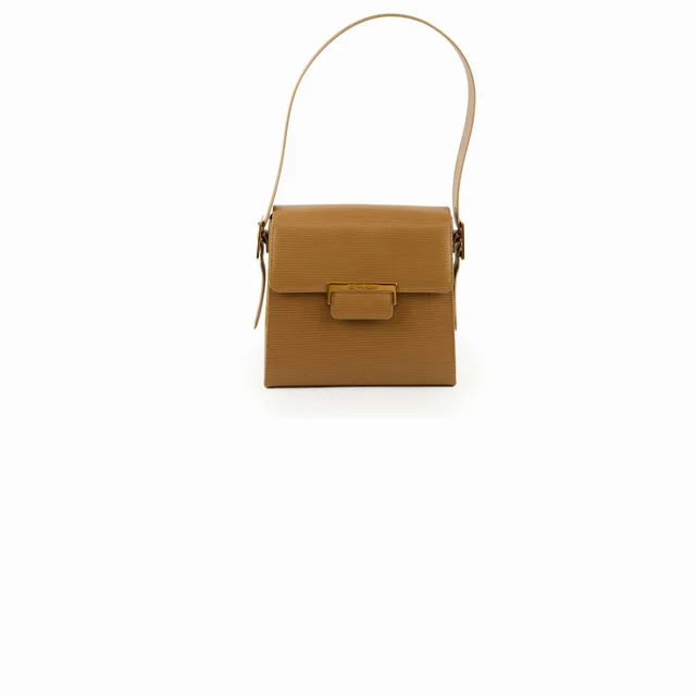 Saint Laurent Vintage Logo Brown Shoulder Bag in Brown Leather from The Purse Affair