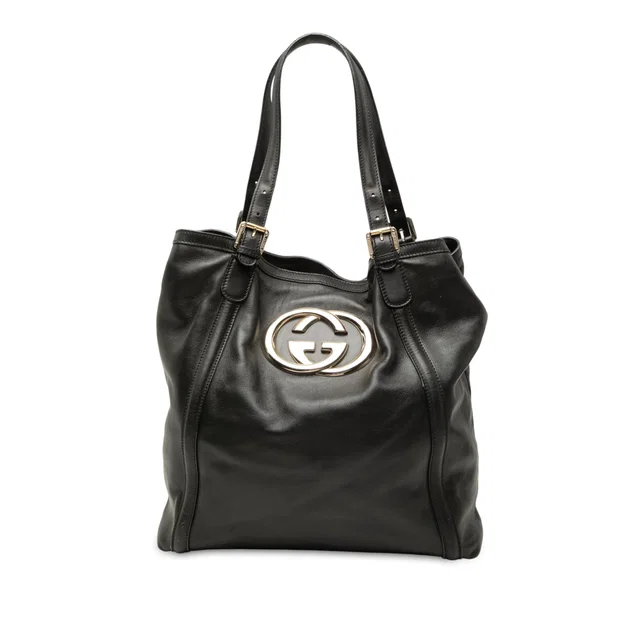 Black Gucci Calfskin Britt Tote in Black Calfskin from Designer Revival