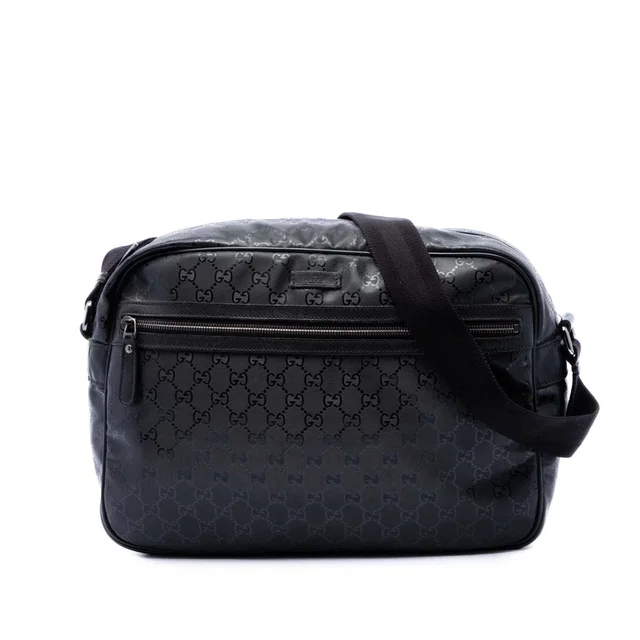 Black Gucci GG Imprime Crossbody in Black Coated canvas from Designer Revival