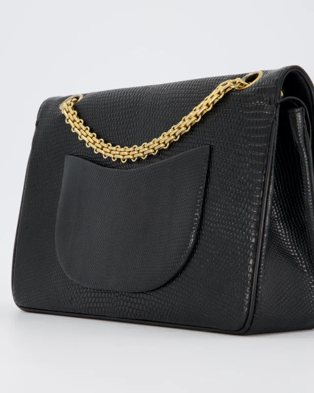 Chanel Vintage Medium Classic Flap Bag in Black Lizard from Sellier, photo 13 of 20