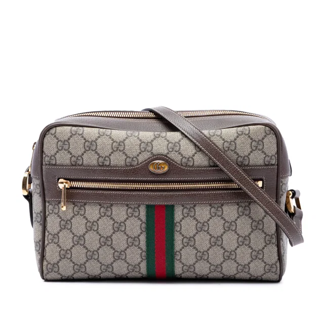 Beige Gucci GG Supreme Ophidia Crossbody in Beige Coated canvas from Designer Revival