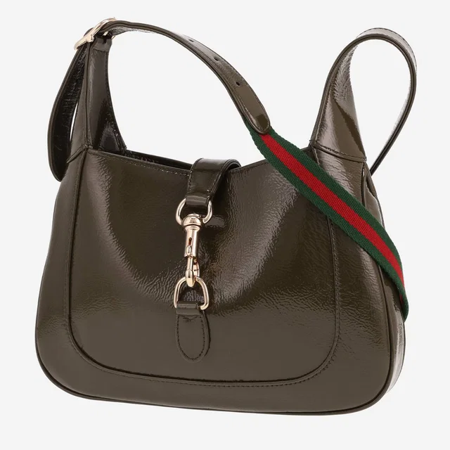 Gucci Jackie handbag in khaki-green patent leather in Green Patent leather from Collector Square