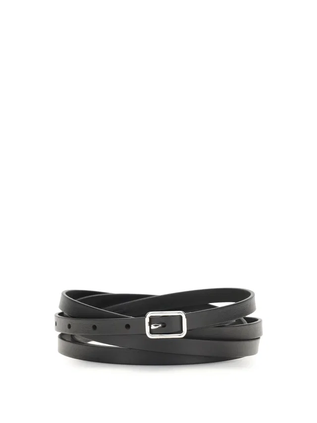 Givenchy Double Strap Grained Calfskin Belt — Black Calf Leather in Black Caviar leather from HEWI