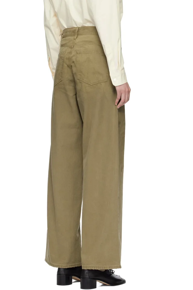 ssstein Beige Sulfur Dyed Oxford Vintage Wide Jeans, photo 3 of 4 from SSENSE