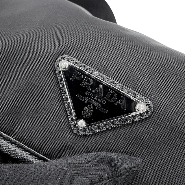 Prada Triangle Logo Shoulder Bag Black/Gray/Brown2VD769 Nylon Saffiano LeatherLeather in Black Saffiano leather from GALLERY RARE, photo 14 of 18