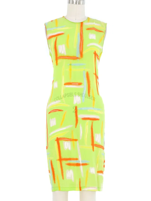 1996 Gianni Versace Printed Sleeveless Dress in Multicolor Silk from Arcade Vintage