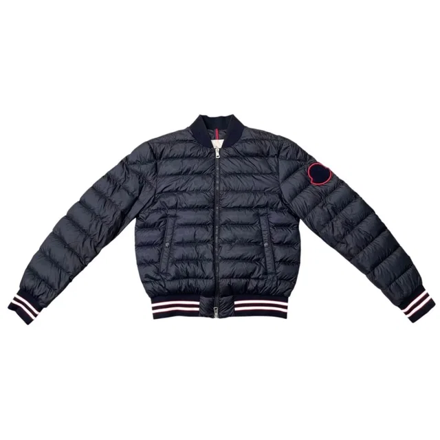 Moncler Down Jacket Robert Nylon Logo Patch Navy 2 in Navy Nylon from The Reluxe