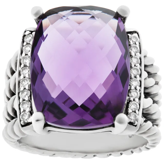 David Yurman Amethyst and diamond ring in Purple Sterling Silver from Gray And Sons