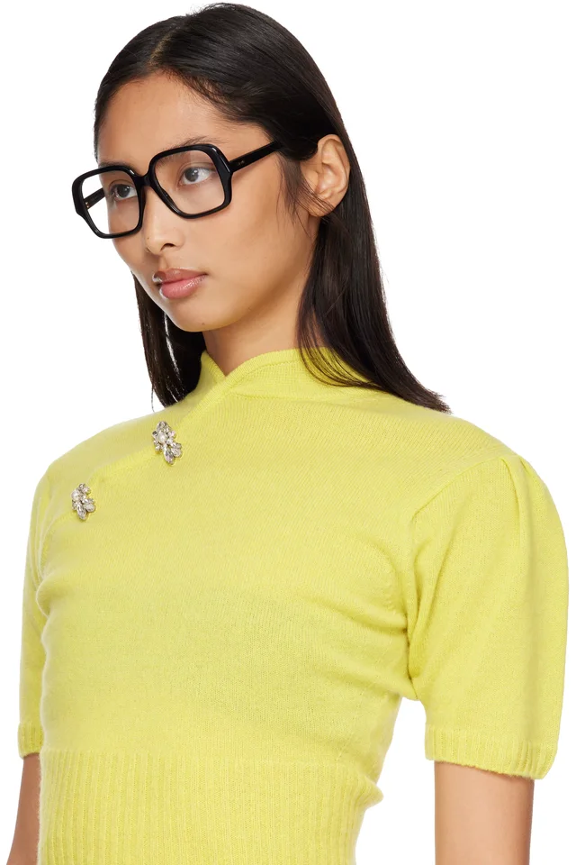 LOEWE Black Large Square Text Logo Glasses, photo 4 of 4 from SSENSE