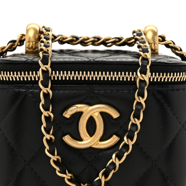 Chanel Quilted Mini Perfect Fit Vanity Case in Black Calfskin from FASHIONPHILE, photo 8 of 11