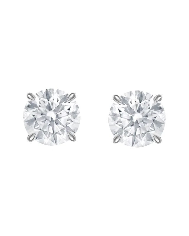 Lab Grown Diamonds Silver 3.00 ct. tw. Lab-Grown Diamond 4 Prong Stud Earring, image 1 of 1 from Gilt