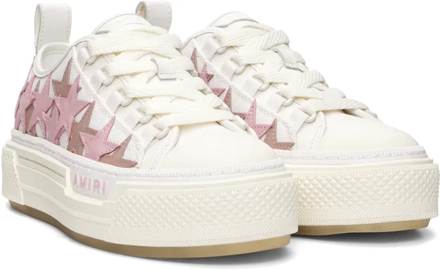 AMIRI White & Pink Stars Court Low Sneakers, photo 9 of 10 from SSENSE