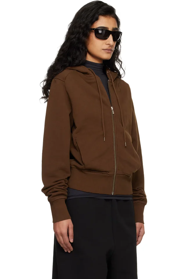Entire Studios Brown Slim Zip Up Hoodie, photo 2 of 4 from SSENSE