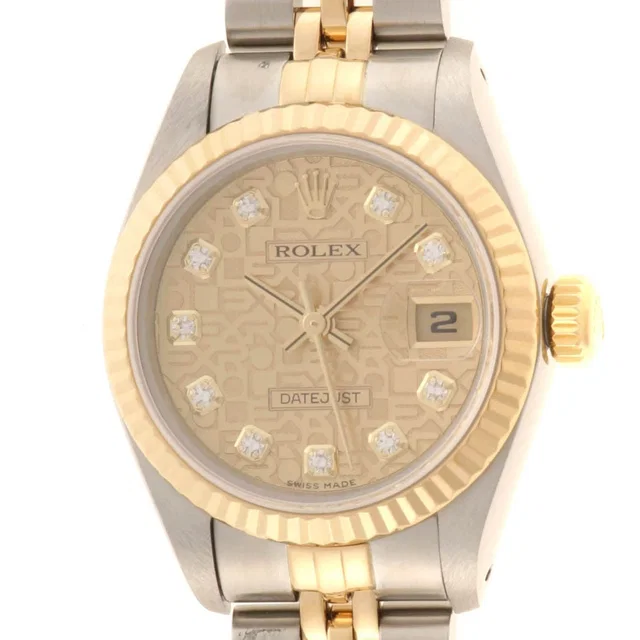 Rolex Datejust Champagne Carving Computer Diamond 18k Yellow Gold Stainless in Yellow from The Reluxe