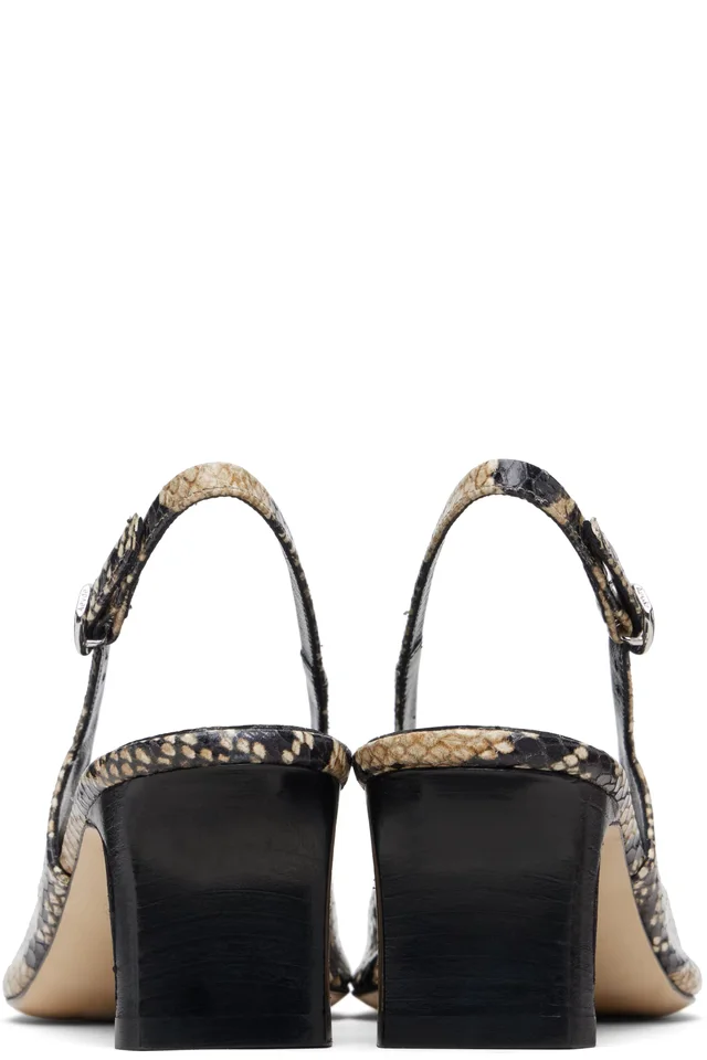 Aeyde Beige & Black Liza Heels, photo 2 of 5 from SSENSE
