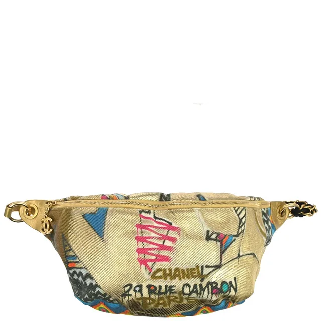 Chanel 2019 Gold Canvas Graffiti Street Spirit Waist Bag in Gold Canvas from AMORE Vintage Tokyo