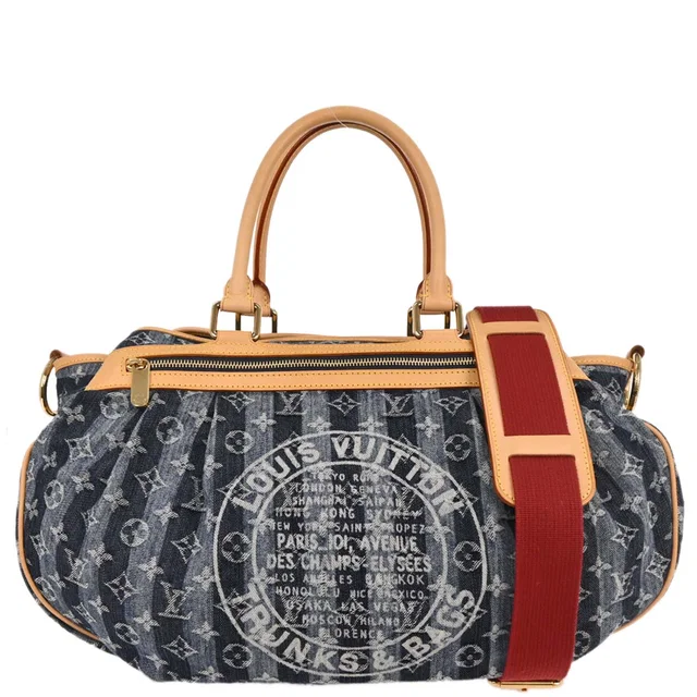 Louis Vuitton Blue Monogram Denim Cabas Raye GM 2way Shoulder Tote M95336 in Blue Denim from AMORE Vintage Tokyo