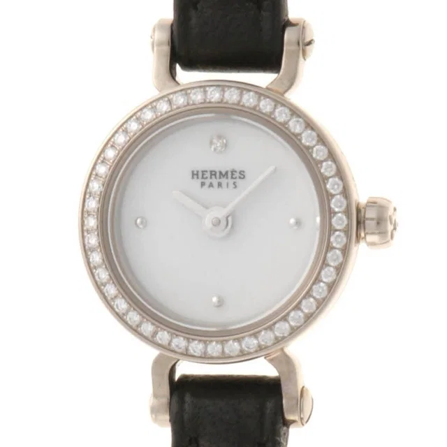 Hermès Faubourg Watch Stainless Steel White in White Leather from The Reluxe