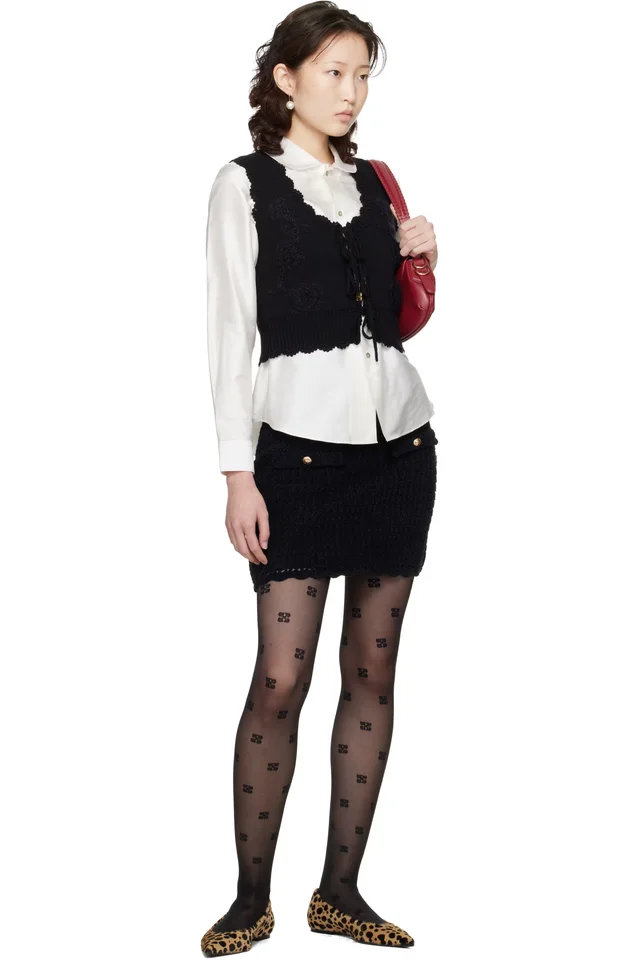 GANNI Black Crochet Miniskirt, photo 4 of 4 from SSENSE