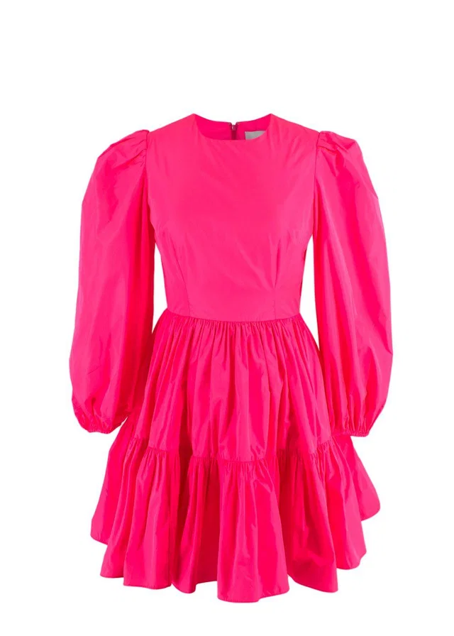 Valentino Garavani Neon Pink Satin Mini Dress in Pink Satin from HEWI