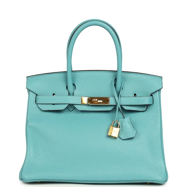 Hermès Birkin 30 Bleu Saint-Cyr Clemence Gold Hardware in Blue Clemence leather from Madison Avenue Couture