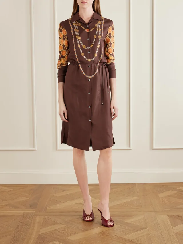 VERSACE The Lover printed silk-twill mini dress in Brown, photo 2 of 2 from NET-A-PORTER (Canada)