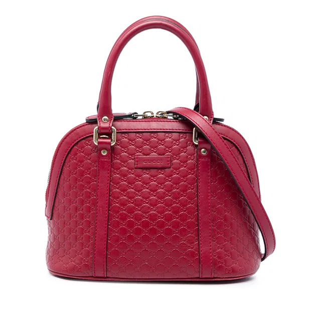 Red Gucci Mini Microguccissima Dome Satchel in Red Leather from Designer Revival