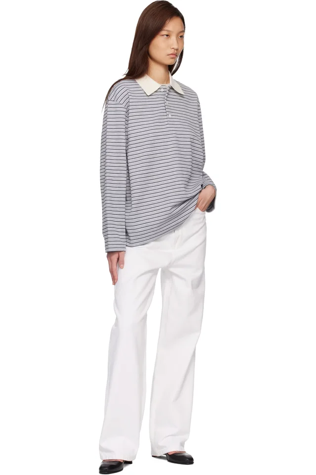 COOR Gray Multi-Stripe Pique Polo, photo 4 of 4 from SSENSE