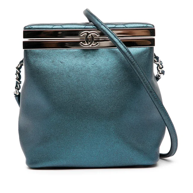 Blue Chanel CC Metallic Calfskin Vanity Bag in Blue Calfskin from Designer Revival