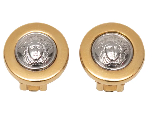 Mixed Metal Gianni Versace Medusa Head Clip-On Earrings from Designer Revival, photo 1 of 1