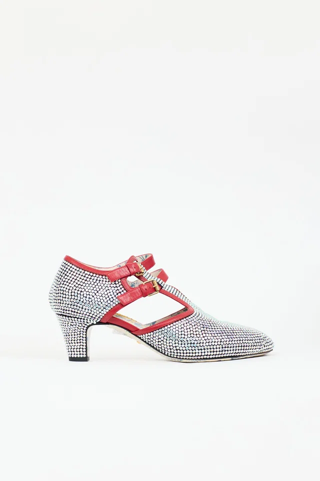 Gucci Crystal Mila Heel in Leather from VSP Consignment