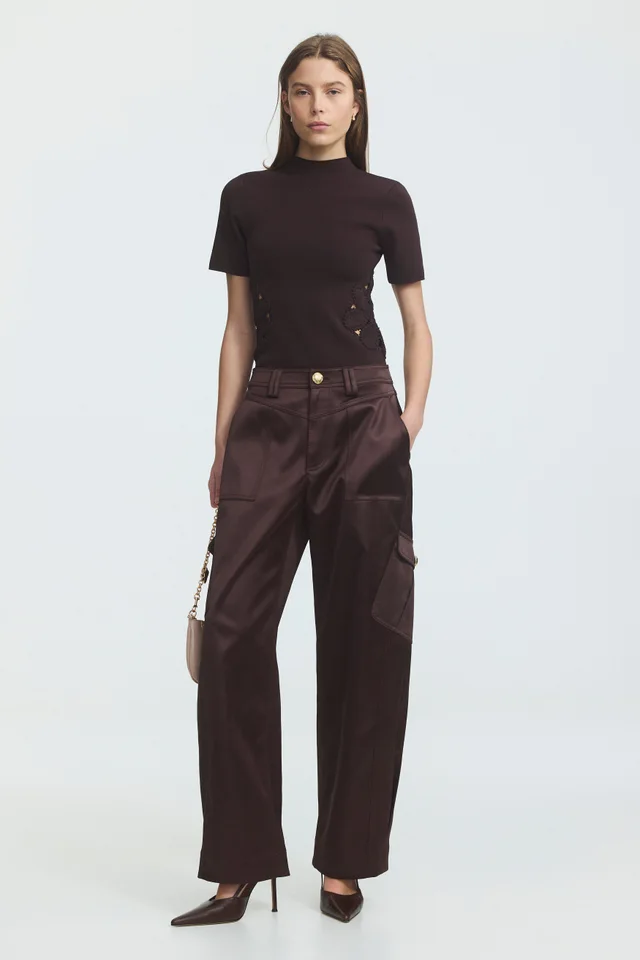AJE Ardena Satin Cargo Pant in Brown from Aje, photo 1 of 1
