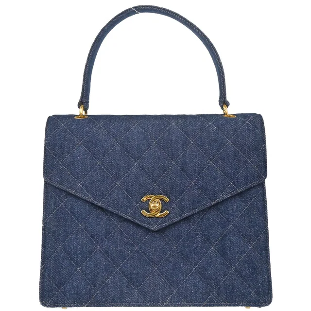 Chanel 1997-1999 Blue Denim Top Handle Handbag in Blue Denim from AMORE Vintage Tokyo