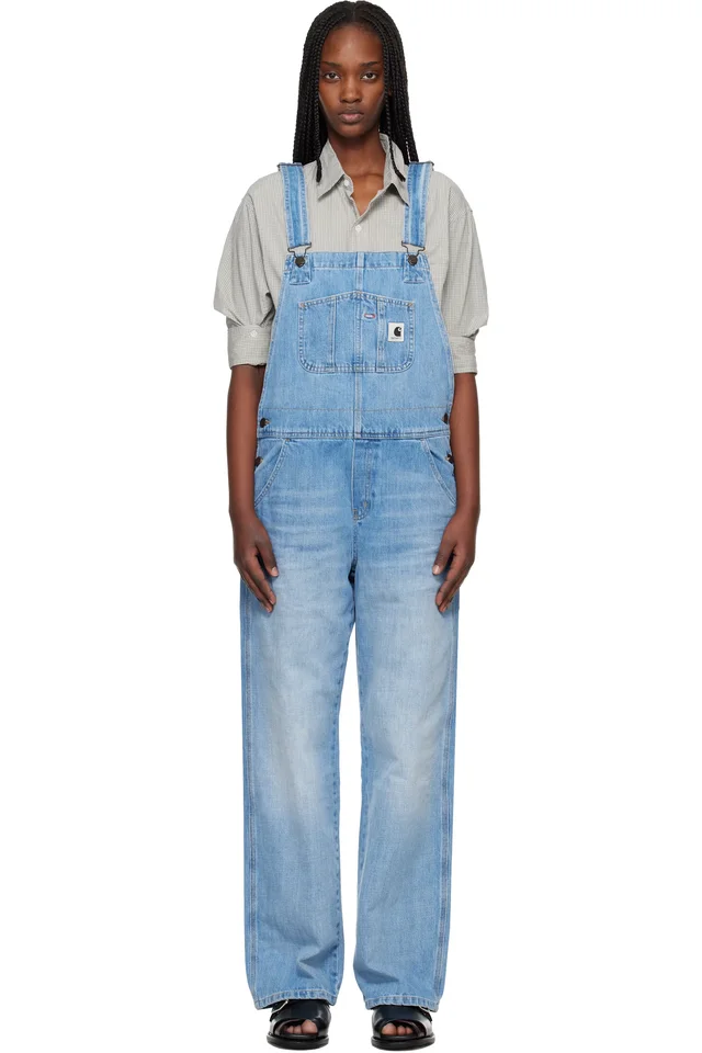 Carhartt Work In Progress Blue Bib Straight Denim Overalls, image 1 of 1 from SSENSE