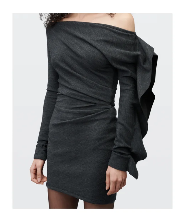 Alexander Wang ASYMMETRIC DRAPE LONG SLEEVE MINI DRESS, photo 2 of 3 from SENSER