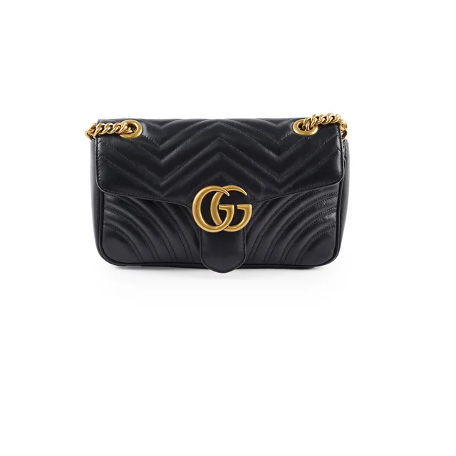 Gucci Marmont Flap Medium Black in Black Leather from The Purse Affair